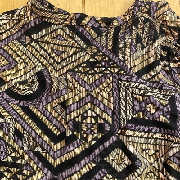 World Market Women’s Patterned Boho Top Flowing S/M Brown Black Pullover - Picture 10 of 11